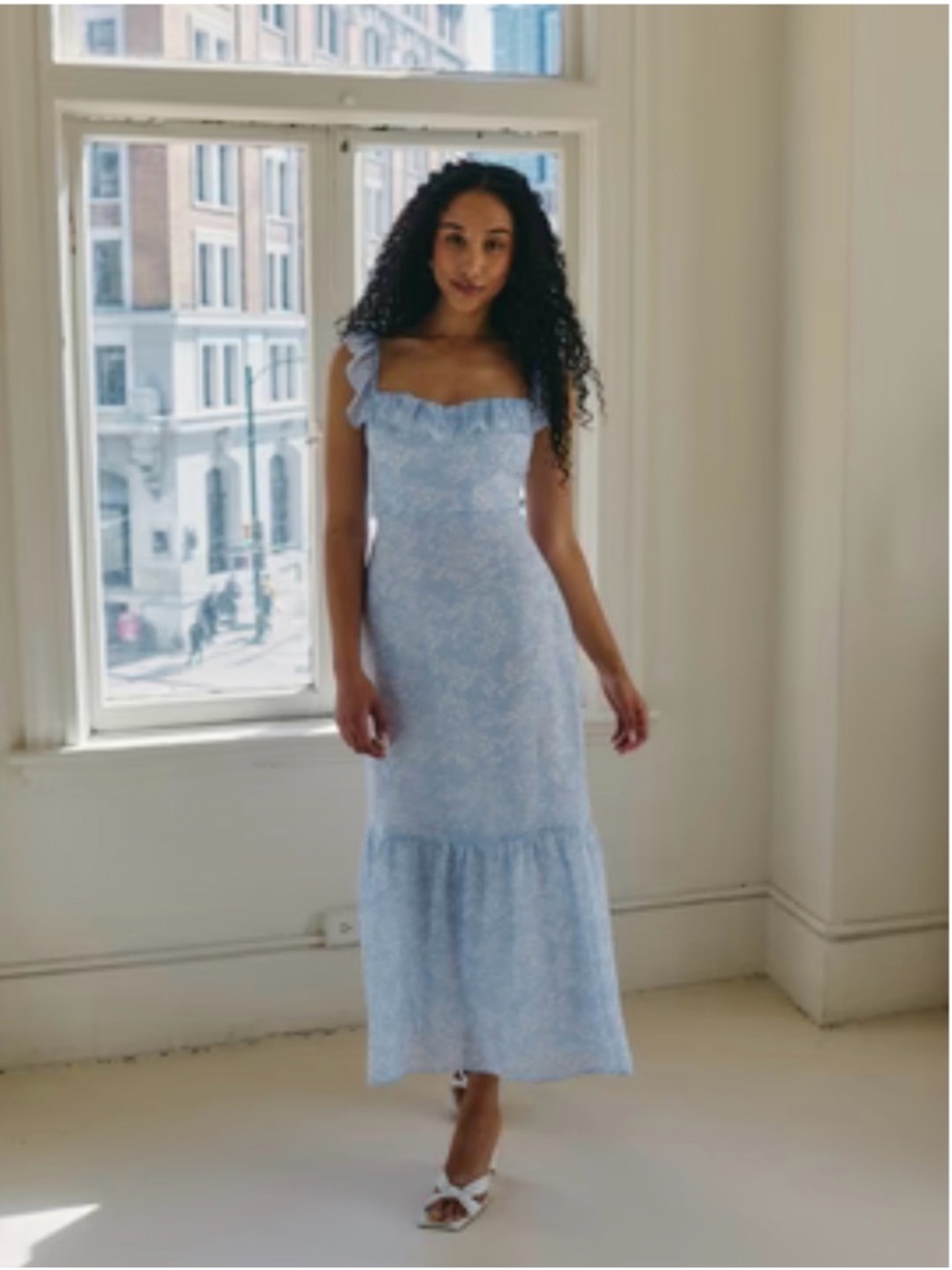 Park & Fifth Ellery Dress Light Blue Floral Midi or Maxi Dress